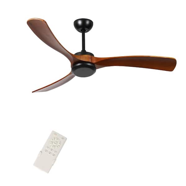 72 in. W Indoor/Outdoor Black Standard Downrod Mount Ceiling Fan with Wood Blades, Wall and Remote Control, No Light