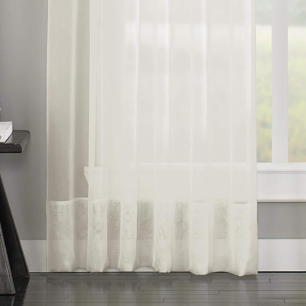 Oyster Sheer Polyester Pinch Pleat Window Curtain Panel, 29" x 84"