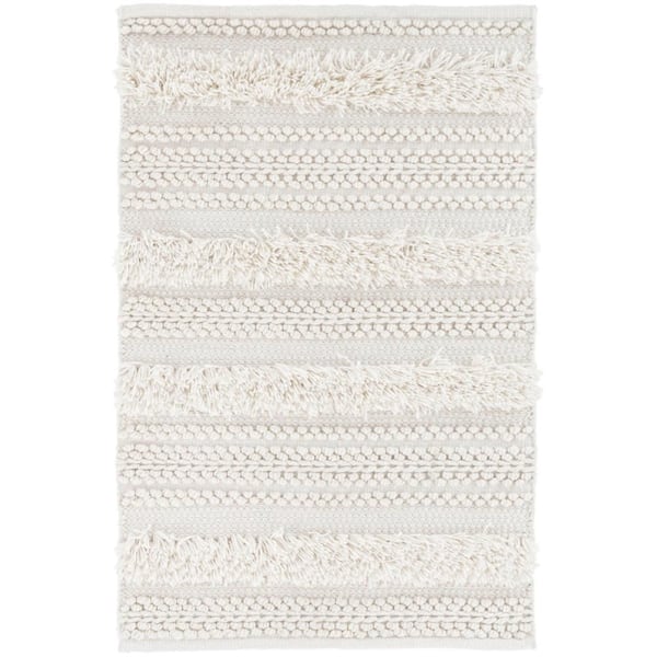 Zhara Stripe Handwoven Performance Ivory 8 ft. x 10 ft. Indoor Area Rug