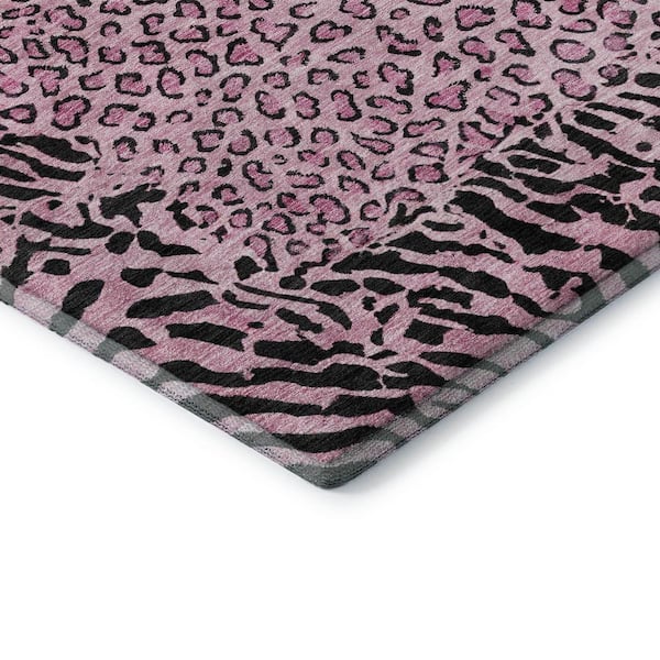 Mayfield Premium Machine Washable Abstract AMF1230 Pink 2 ft. 3 in. x 7 ft. 6 in. Runner Rug