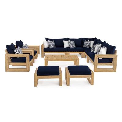 RST Brands Benson 9-Piece Wood Patio Sectional Seating Set with ...