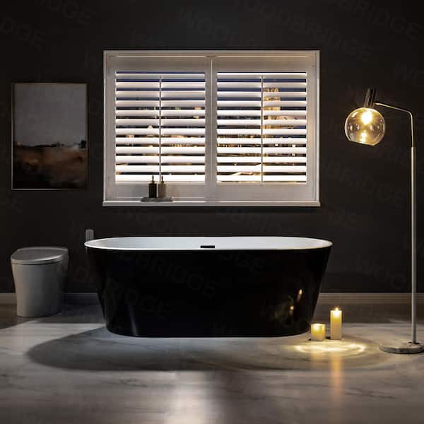 Piscataway 67 in. Acrylic FlatBottom Double Ended Bathtub with Matte Black Overflow and Drain Included in Black