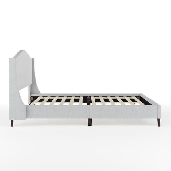 Amelia Gray Wood Frame Queen Platform Bed with Upholstered Solid Wood