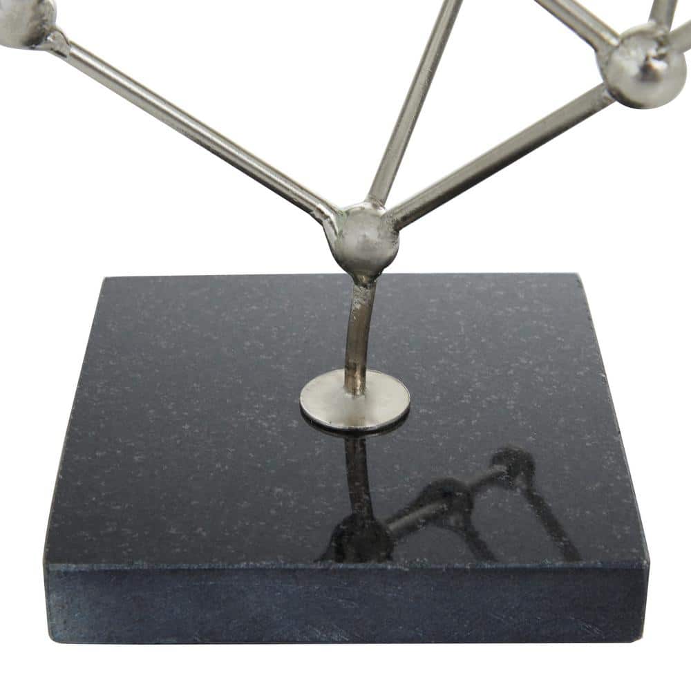 Modern Silver Cube Sculpture with Marble Base 12''
