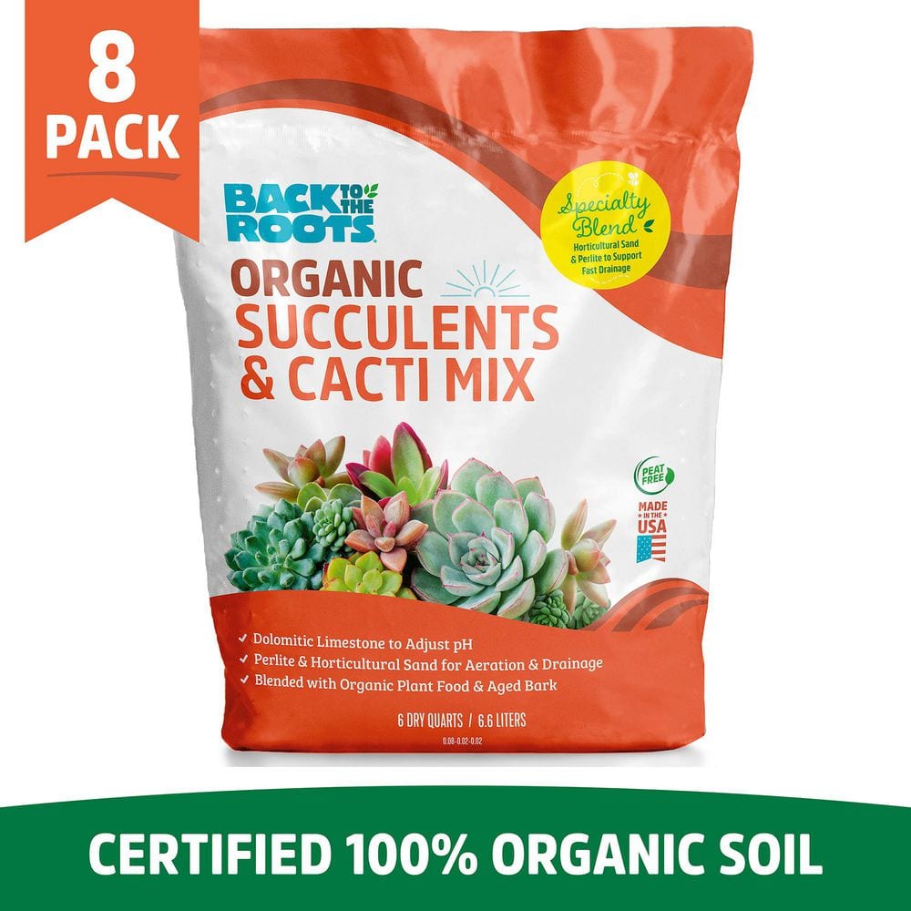 【roots 10点まとめ商品】 Back to the Roots 6-Quart Organic Succulent Mix Soil (8-pack
