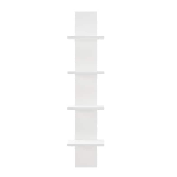 Arica 9 in. x 6.5 in. White Utility Column 4-Tier Spine Decorative Wall Shelf