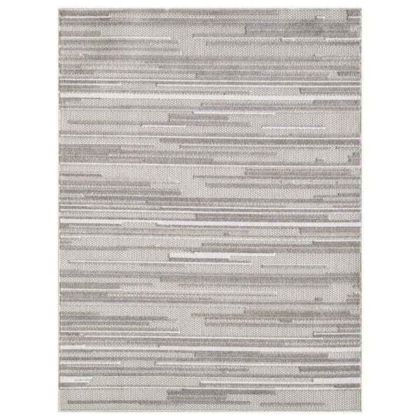 Gray 8 ft. x 10 ft. Woven Polypropylene Rectangle Indoor/Outdoor Area Rug
