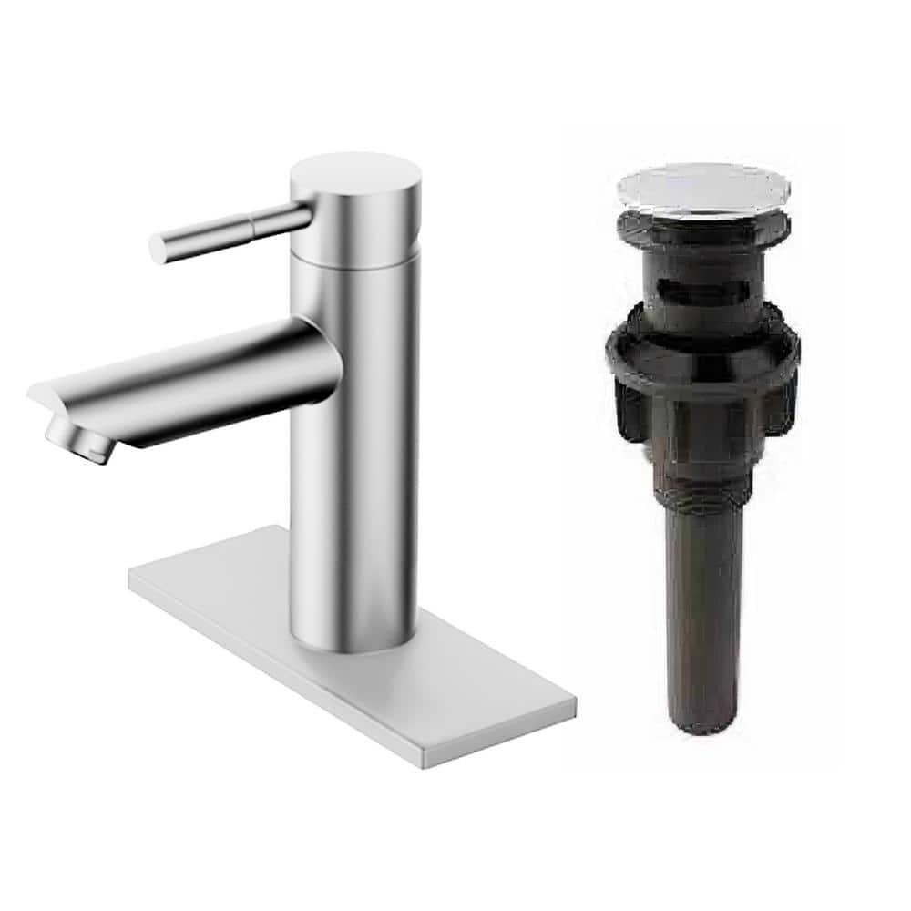 Brushed Nickel Stainless Steel Single Handle Bathroom Faucet
