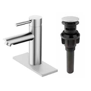 Chrome Bathroom Sink Faucet Single Handle with Pop-up Drain for 1 or 3 Hole Stainless Steel with Supply lines 1.2 GPM