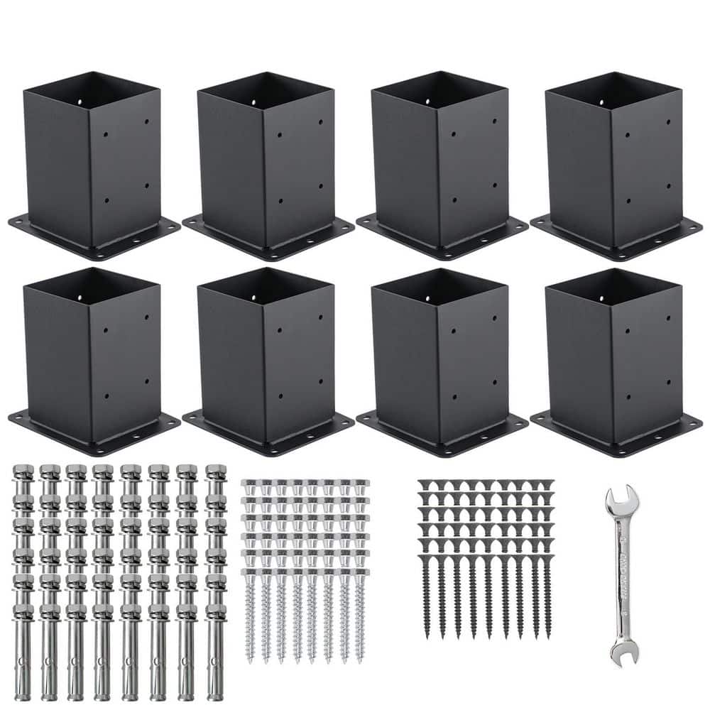 8 Pack 4x4 Post Base Post Anchors, Steel & Black Powder Coated Pergola Brackets Fence Kit price history on PriceWatchPro