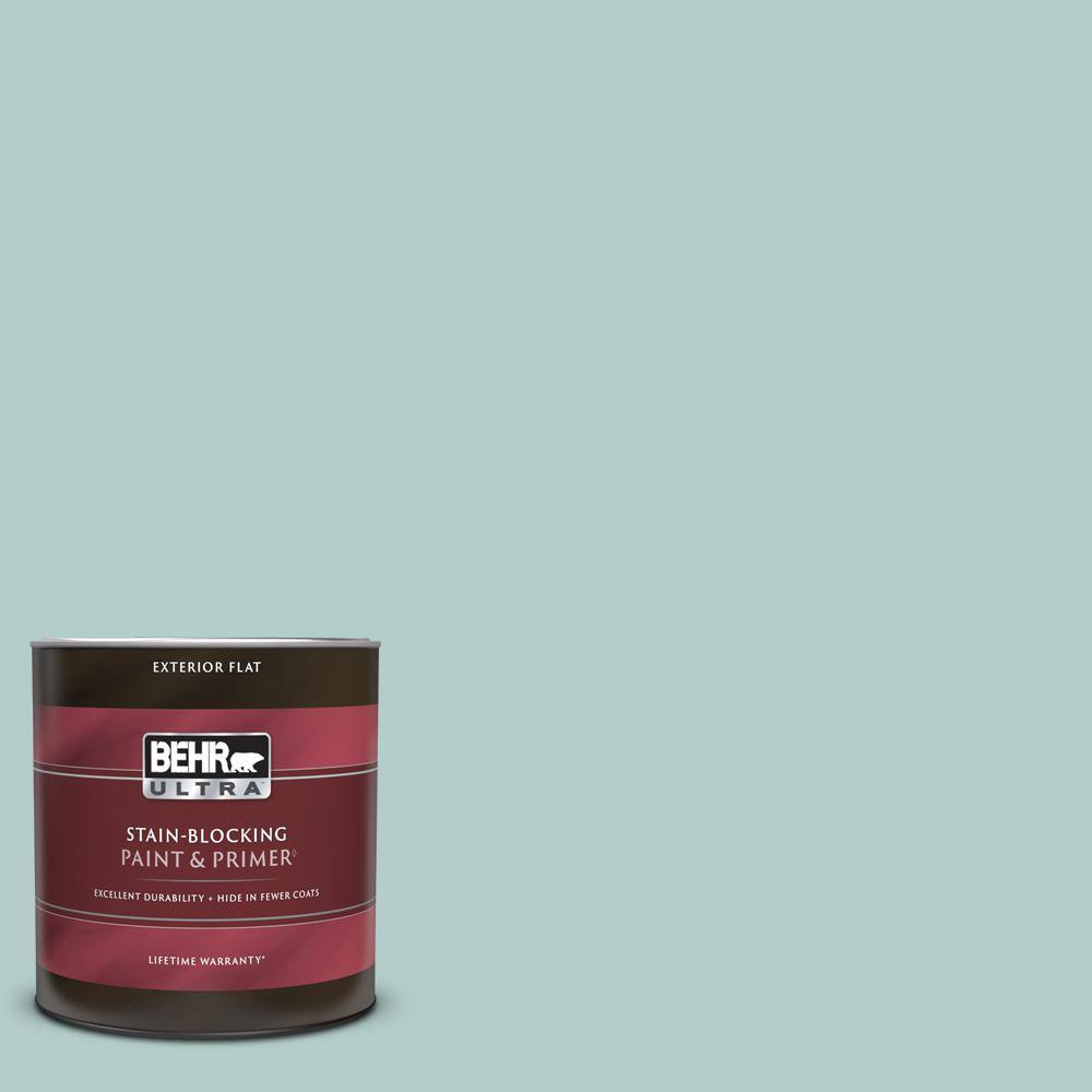 BEHR ULTRA 1 qt. #PPU13-15 Clear Pond Flat Exterior Paint & Primer ...