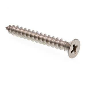 #10 x 1-1/2 in. Grade 18-8 Stainless Steel Self-Tapping Flat Head Phillips Drive Sheet Metal Screws (25-Pack)