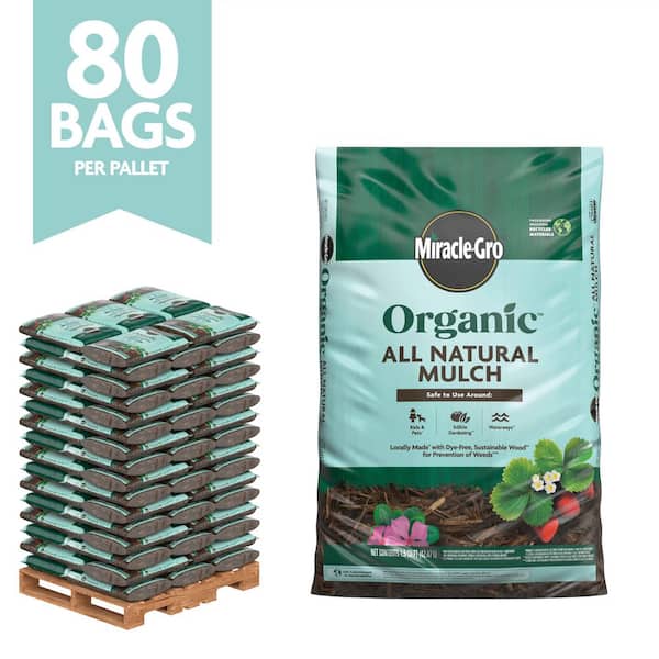 Organic All Natural Mulch, 1.5 cu. ft., Natural Brown, Shredded, Wood, Bagged Mulch, OMRI Listed, Pallet (80-Pack)