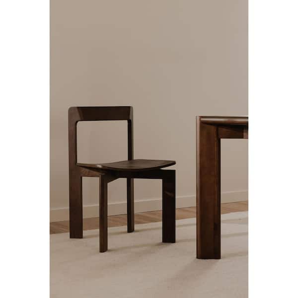 Elowar Walnut Stained Ash Veneer Seat with Rounded Edge Solid Ash Frame Dining Chair (Set of 2)