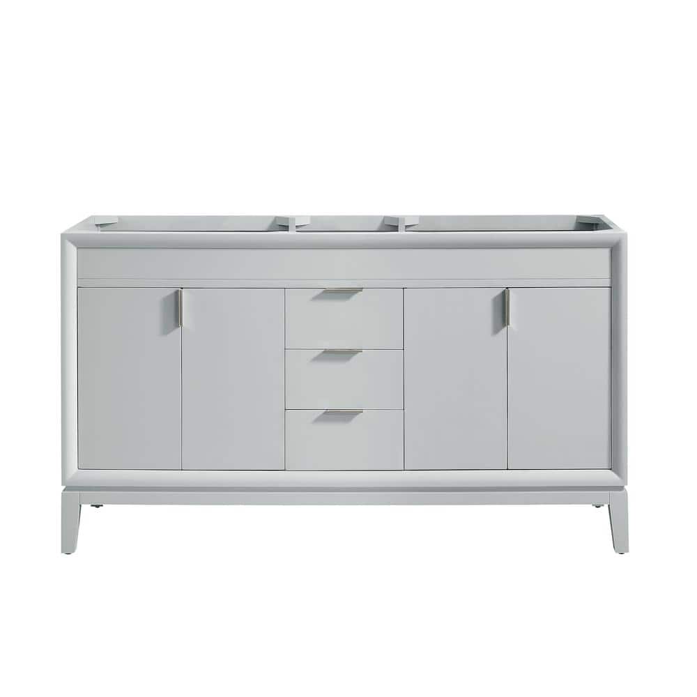 Modern Dove Gray 60" Double Solid Wood Freestanding Vanity Cabinet