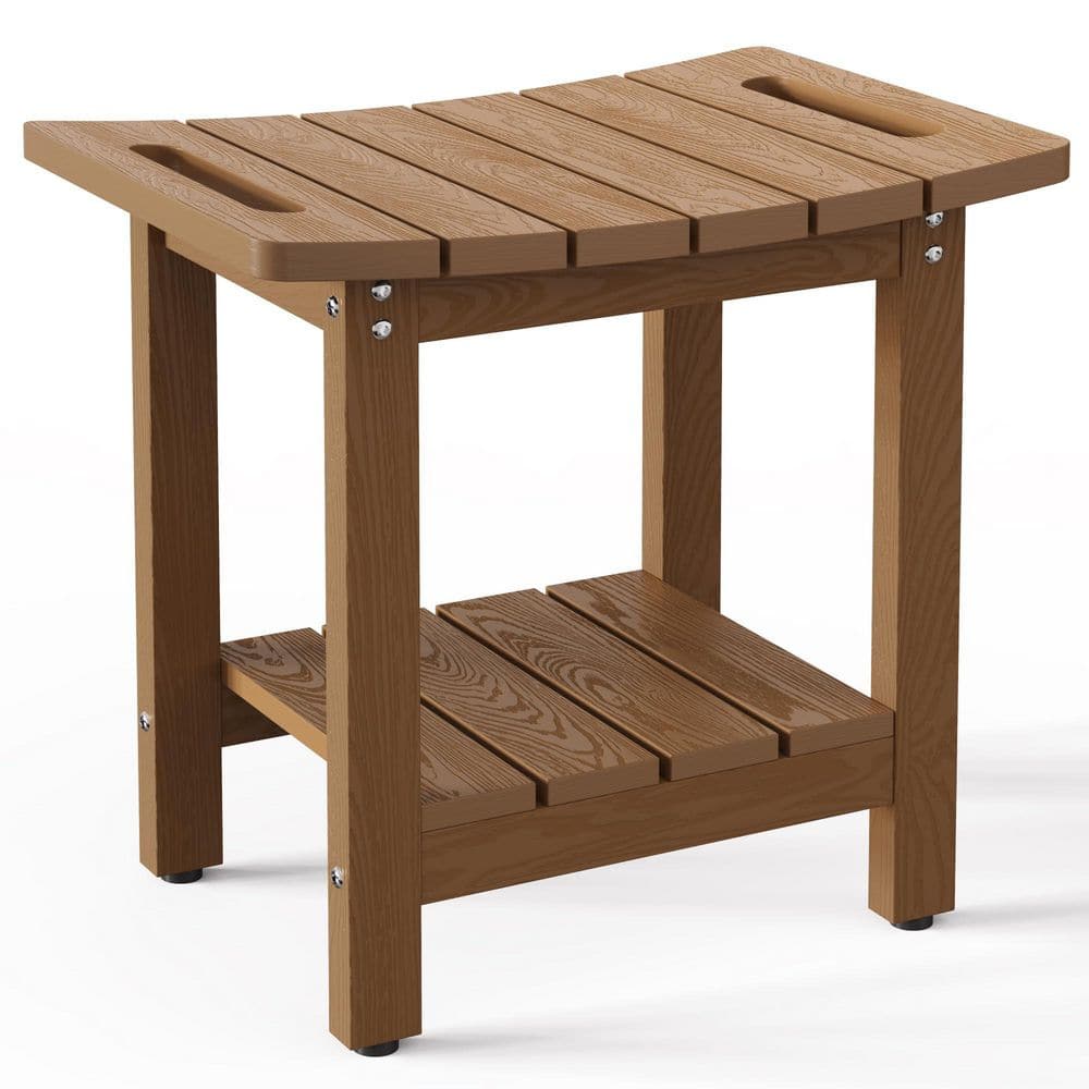 18.5 in. Wood Shower Benches in Brown, Shower Stool with Space-Efficient Storage Shelf, Stability and Durability price history on PriceWatchPro