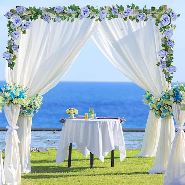Wedding Series：4Pcs(6.5 FT) Blue Artificial Rose Vine Fake Flower