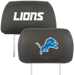 NFL Detroit Lions Black Embroidered Head Rest Cover Set (2-Piece)