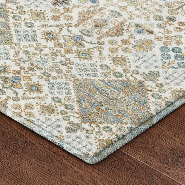 Mayfield Premium Machine Washable Abstract AMF2478 Ivory 2 ft. x 3 ft. Accent Rug