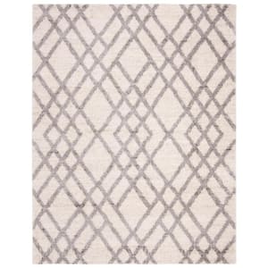 Berber Shag Cream/Gray 8 ft. x 10 ft. Diamond Geometric Area Rug