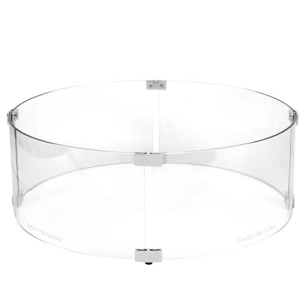 Celestial Fire Glass 23 in. x 8 in. Tall x 19 in. Round Tempered Glass Fire Pit Wind Guard for Round Drop-In Fire Pit Burner Pan
