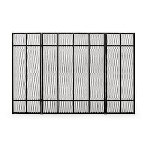 Capaum Matte Black Metal 3-Panel Fireplace Screen