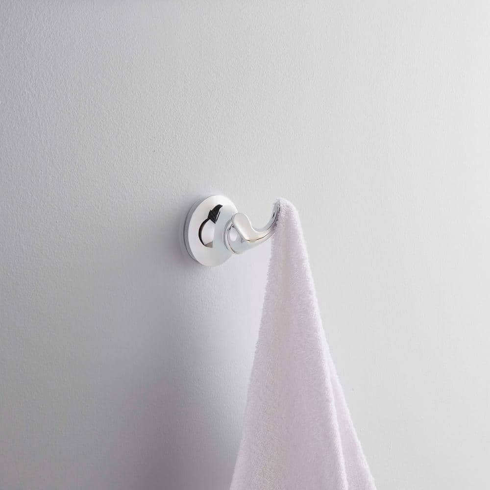 Polished Chrome Double Robe Hook with Sculpted Design