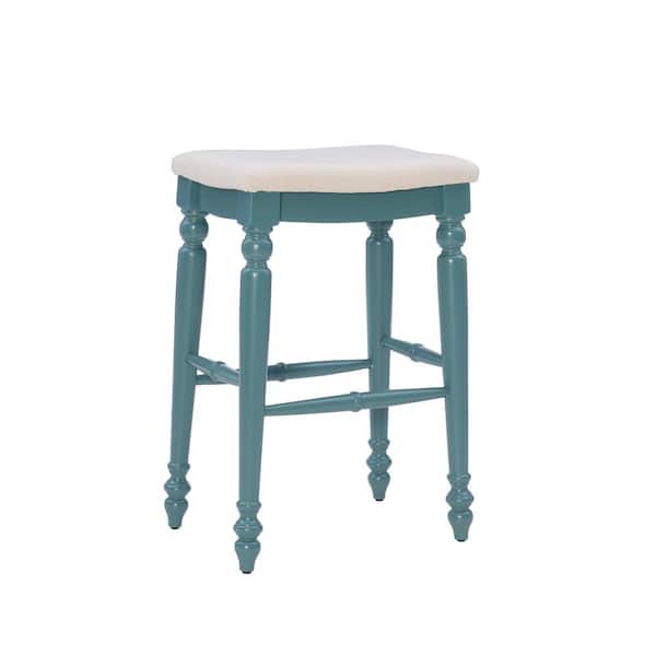 Linon Home Decor Marino Blue Backless Barstool with Plush Curved Seat
