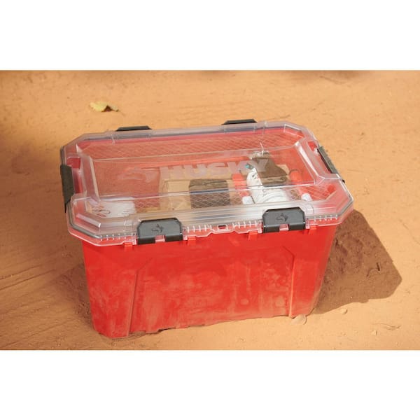 Husky - 20-Gal. Professional Heavy Duty Waterproof Stackable Plastic Storage Container with Hinged Lid in Red