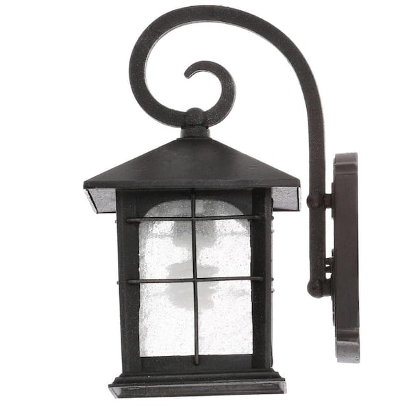 Home Decorators Collection Brimfield 12 75 In Aged Iron 1 Light Outdoor Wall Lamp With Clear Seedy Glass Shade Y37029a 151 - Home Decorators Collection Medium Exterior Wall Lantern Brimfield