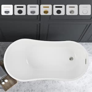 Limoges 55 in. Acrylic Flatbottom Bathtub in White/Brushed Nickel