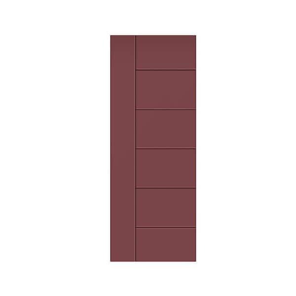 CALHOME Modern Classic 24 in. x 80 in. Maroon Stained Composite MDF Paneled Barn Door Slab