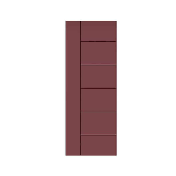 CALHOME Modern Classic 36 in. x 96 in. Maroon Stained Composite MDF Paneled Barn Door Slab