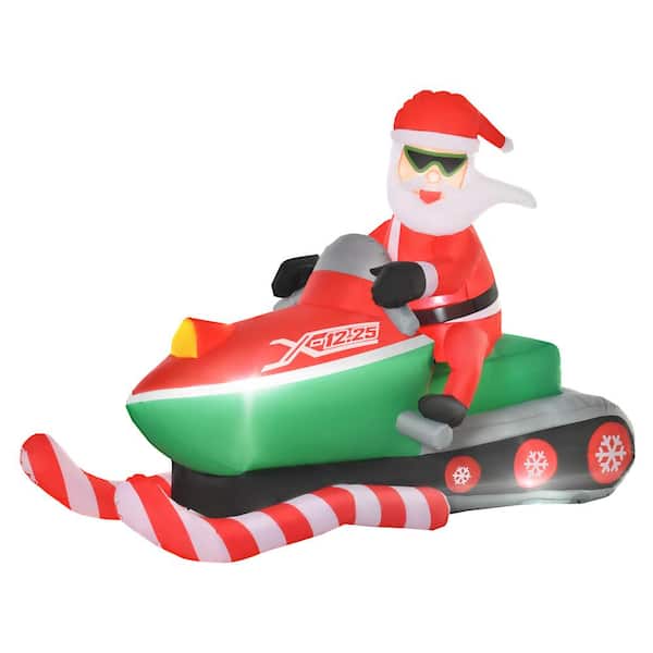 HOMCOM 82.75 in Santa Claus with Snowmobile Christmas Inflatable Automatic Inflation and LED Lights