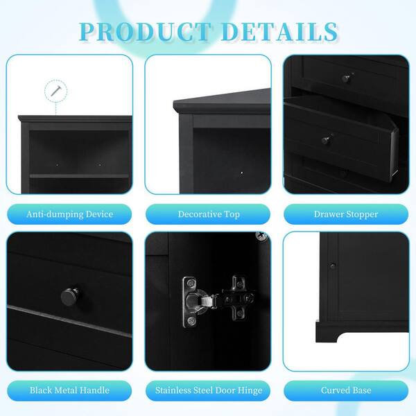 Miscool Anky 23 in. W x 13.4 in. D x 68.9 in. H Black MDF
