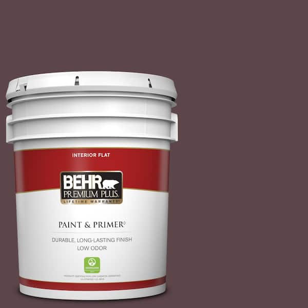 BEHR PREMIUM PLUS 5 gal. Home Decorators Collection #HDC-CL-07 Dark Berry Flat Low Odor Interior Paint & Primer