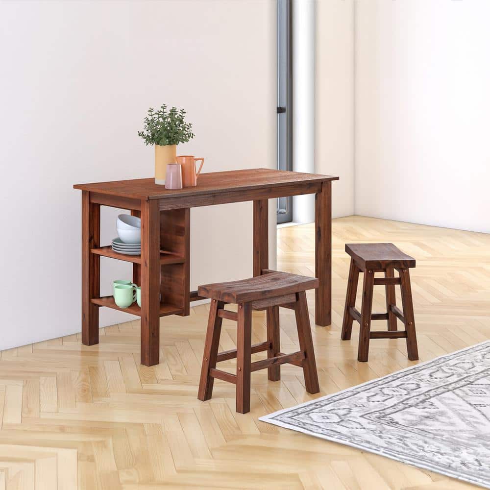 Rustic Chestnut Wire-Brush Reclaimed Wood Rectangular Dining Table