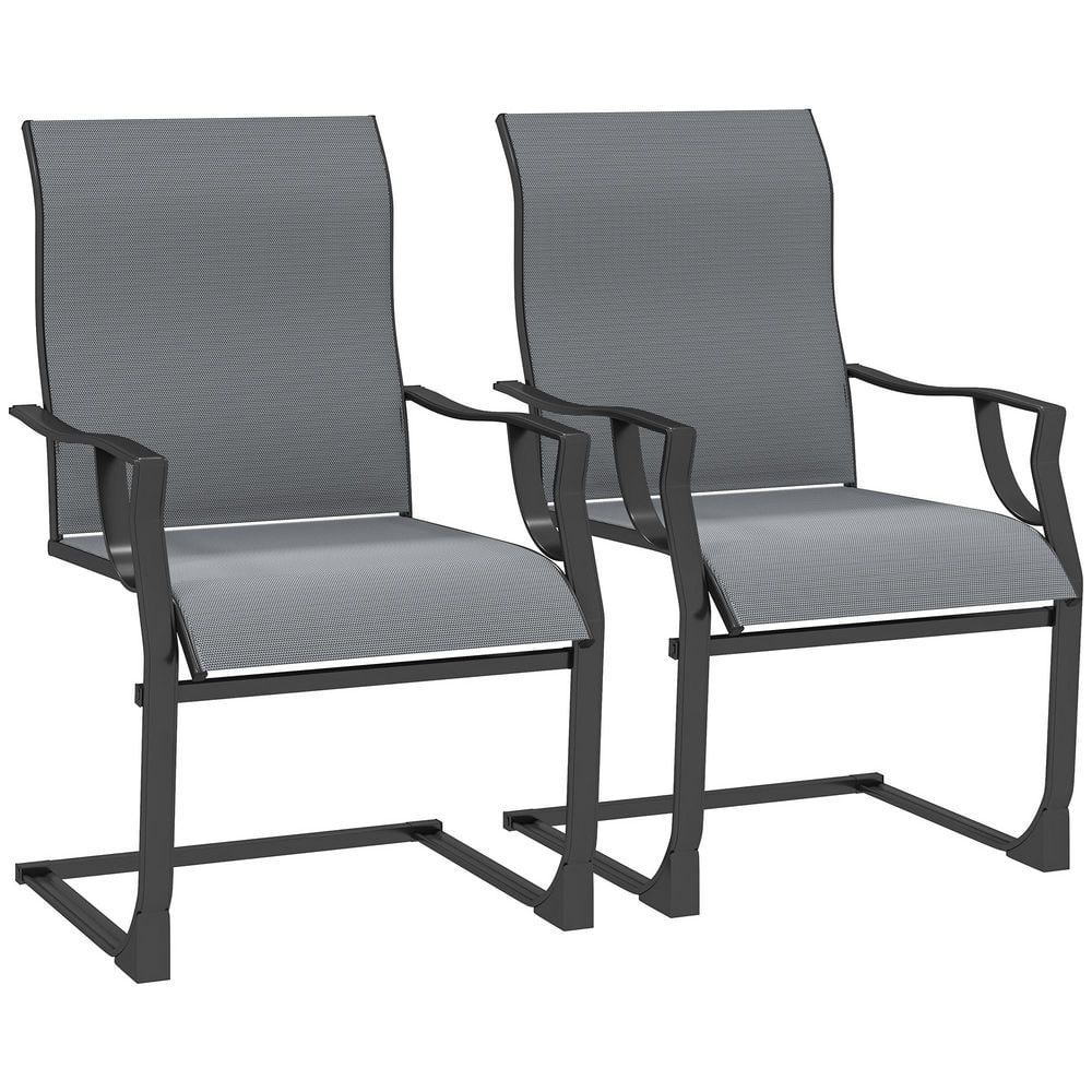 Patio Dining Chairs Set of 2,Outdoor C Spring Dining Chairs Set w/ High Bac