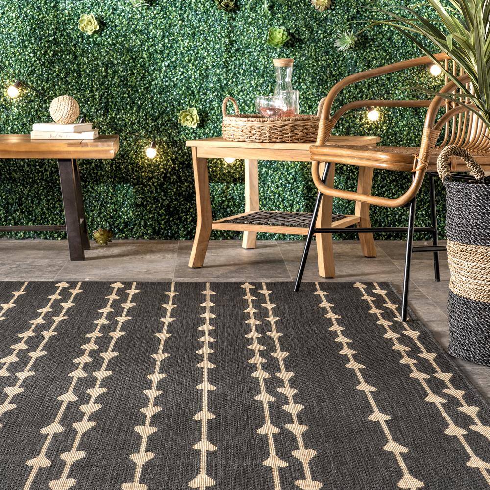Charcoal Synthetic 62"x24" Easy-Care Indoor/Outdoor Rug