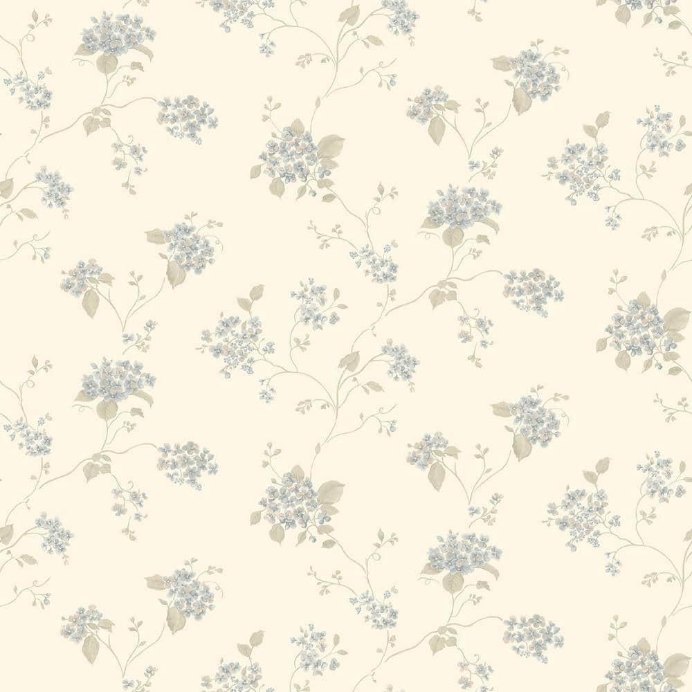 Miniatures 2 Lilac Floral Trail Pale Blue Vinyl Wallpaper Roll