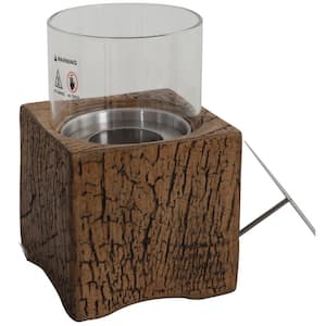 TerraFab 4.7 in. x 7.7 in. Square Smooth Wood Grain Multiple Fuel Tabletop Fire Pit