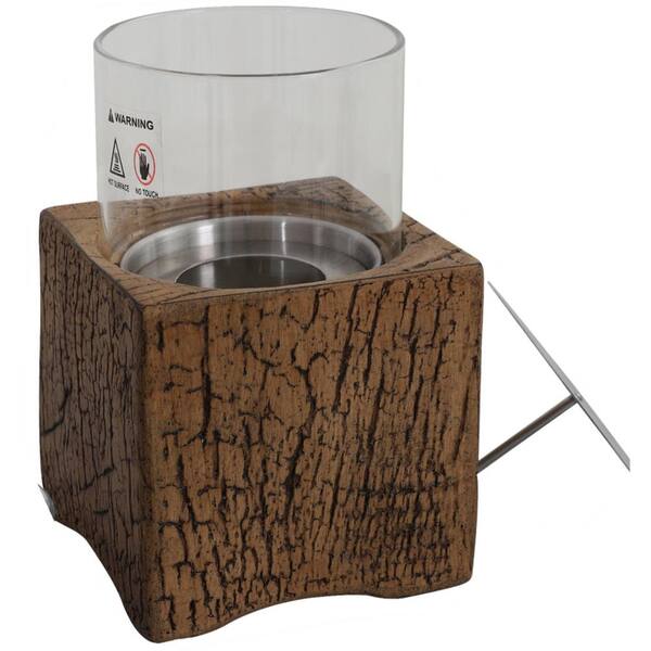 PHI VILLA TerraFab 4.7 in. x 7.7 in. Square Smooth Wood Grain Multiple Fuel Tabletop Fire Pit