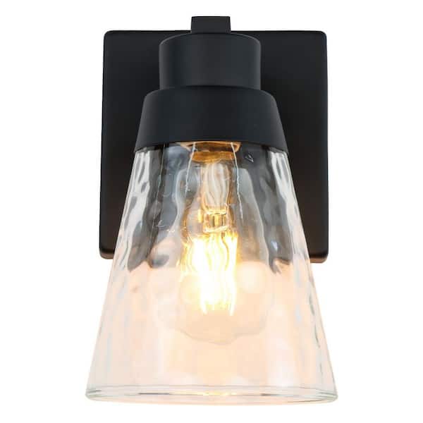 5 in. W 1 Light Black Vanity Light Modern Wall Light Fixture for Bathroom, E26, No Bulbs Included