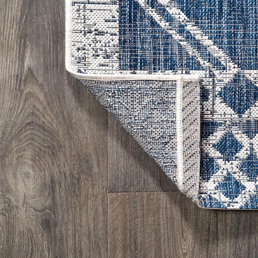 Marokko Diamond Tribal Medallion 3x5 Blue/Ivory Synthetic Rug