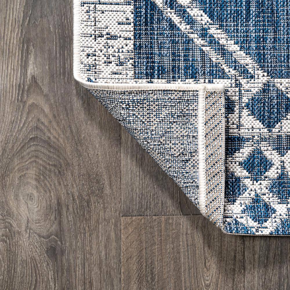 Marokko Diamond Tribal Medallion 3x5 Blue/Ivory Synthetic Rug