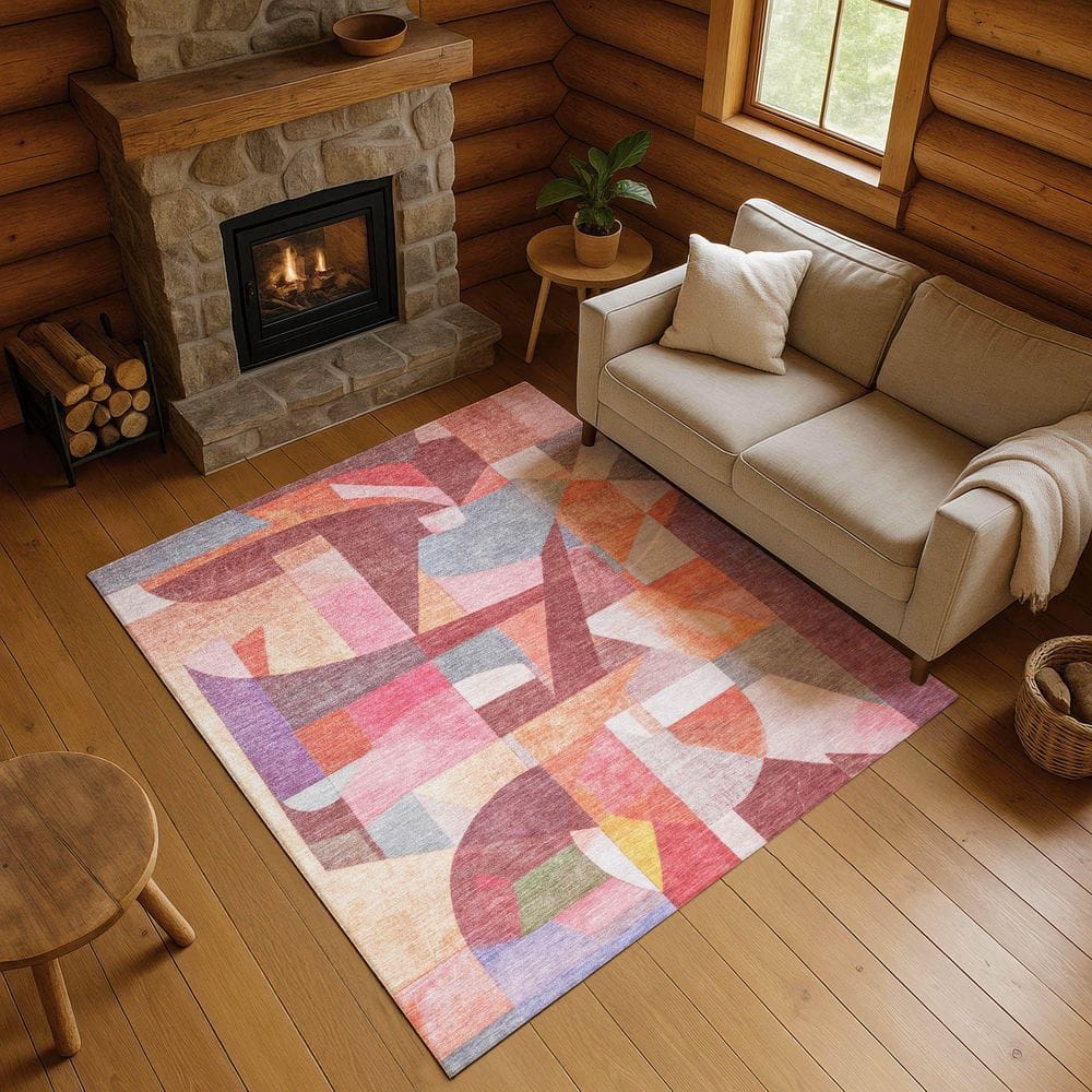 Mayfield Premium Machine Washable Abstract AMF1757 Paprika 3 ft. x 4 ft. Area Rug price history on PriceWatchPro