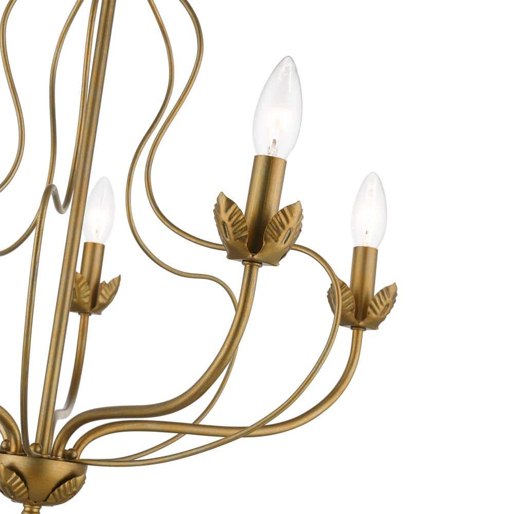 Katarina Mini 5-Light Antique Gold Leaf Brass Chandelier