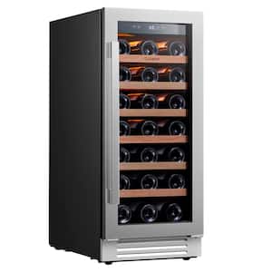 15 in. Single Zone 33-Bottles Built-In Wine Cooler Refrigerator Fast Cooling Compressor Fridge Frost-Free Touch Panel