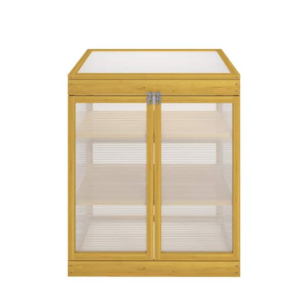 Greenhouse Wooden Cold Frame Greenhouse - 6-Section Polycarbonate Plant Protector (53x28x54 In) | Open Roof Design For Ventilation Cold Frame Greenhouses