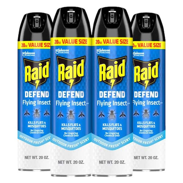 20 oz. Defend Flying Insect Killer 7, Flying Insect Spray Can, Outdoor Fresh Scent, Insect Killer (4-Pack)